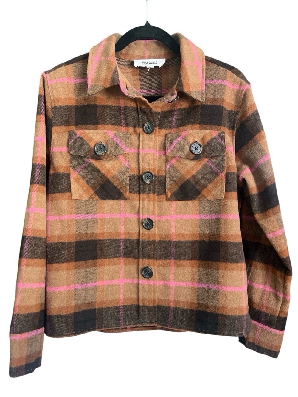 BB Dakota Boxy Shacket by Steve Madden Womens  Small Jacket Plaid Long Sleeve